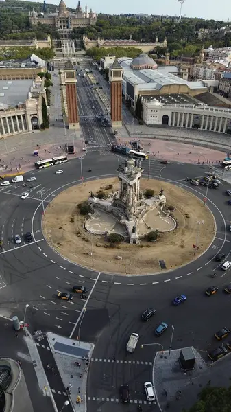 Drone Foto Placa Espanya Barcelona España Europa — Foto de Stock
