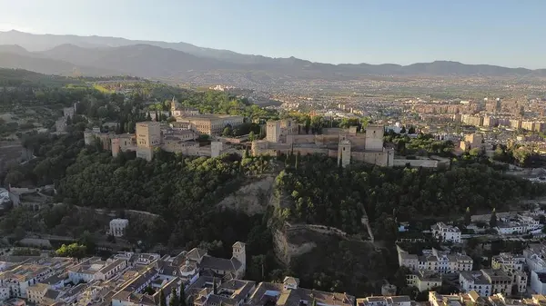 Drone Foto Alhambra Granada Spanje Europa — Stockfoto