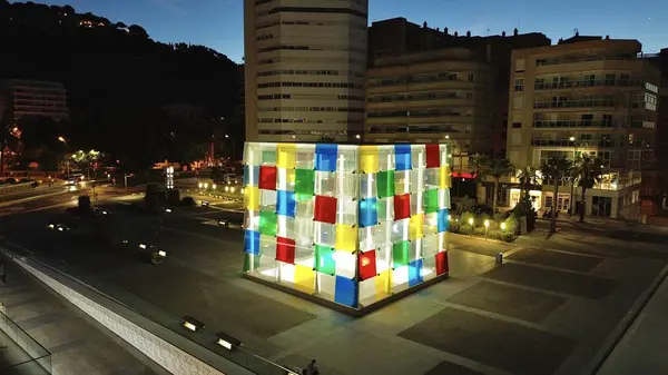 Drohnen Foto Center Pompidou Malaga Spanien Europa — Stockfoto