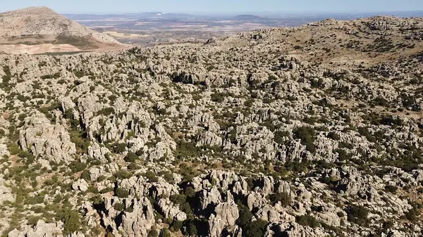 Drone Photo Natural Park Torcal Antequera Paraje Natural Torcal Antequera — Stock Photo, Image