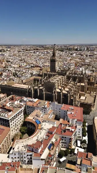 Drohnenfotos Kathedrale Von Sevilla Catedral Sevilla Spanien Europa — Stockfoto