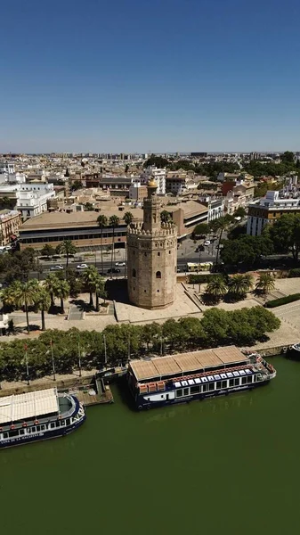 Drone Photo Torre Del Oro Sevilla Španělsko Evropa — Stock fotografie