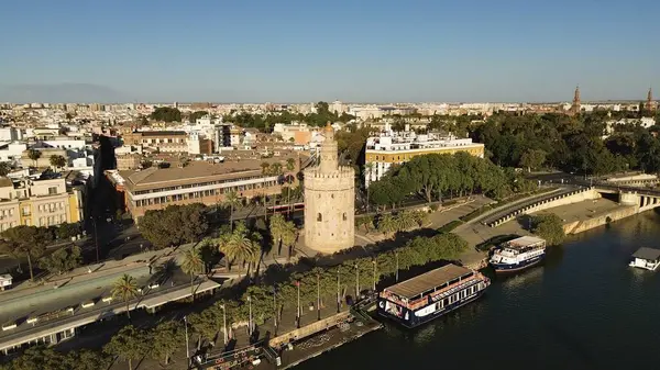 Drohnenfoto Torre Del Oro Sevilla Spanien Europa — Stockfoto
