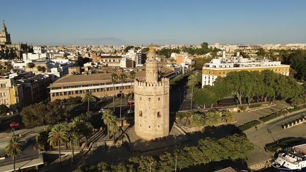 Foto Drone Torre Del Oro Sevilla Spanyol Eropa — Stok Foto