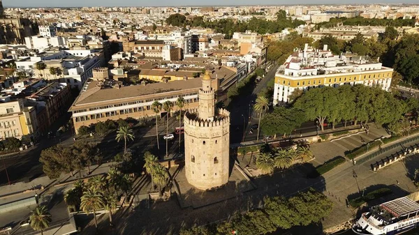 Drone Foto Torre Del Oro Sevilla Espanha Europa — Fotografia de Stock