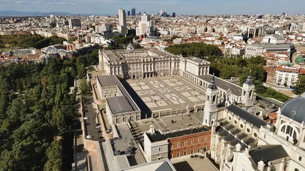 Drone Foto Madrid Royal Palace Palácio Real Madrid Espanha Europa — Fotografia de Stock