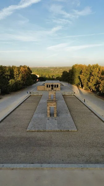 Drone Foto Amon Templo Templo Debod Madrid Espanha Europa — Fotografia de Stock