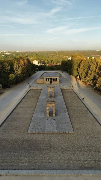 Drone Foto Amon Templo Templo Debod Madrid Espanha Europa — Fotografia de Stock