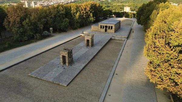 Drone Foto Amon Tempel Templo Debod Madrid Spanje Europa — Stockfoto
