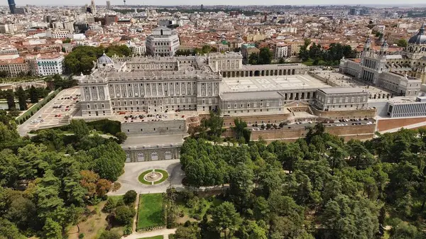 Drone Photo Palais Royal Madrid Palacio Real Madrid Espagne Europe — Photo