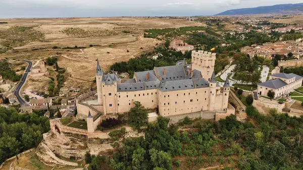 Drone Foto Segovia Alcazar Alcazar Segovia Spanje Europa — Stockfoto