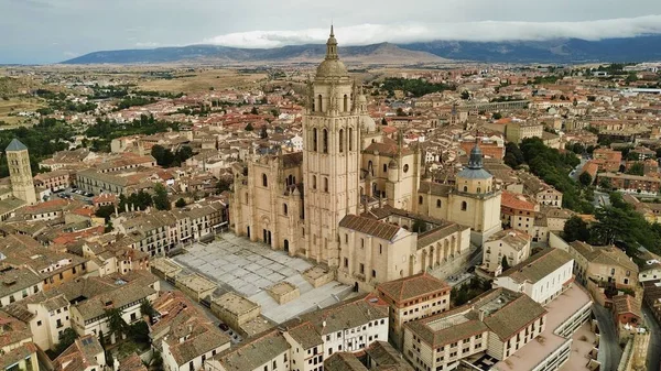 Drone Foto Segovia Kathedraal Catedral Segovia Spanje Europa — Stockfoto