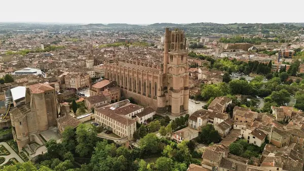 Drone Foto Sainte Cecile Catedral Cathedrale Sainte Cecile Albi França — Fotografia de Stock