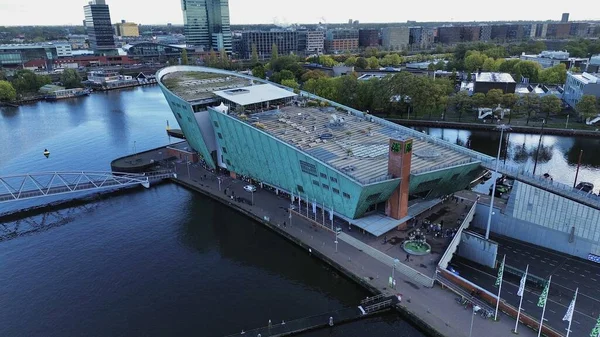 Drone Photo Musée Des Sciences Nemo Amsterdam Pays Bas Europe — Photo