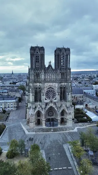 Nsansız Hava Aracı Fotoğrafı Katedrali Notre Dame Fransa Avrupa Gösteriyor — Stok fotoğraf
