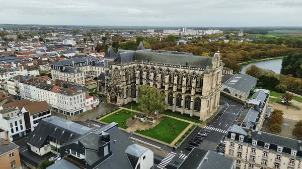Dron Zdjęcie Katedra Saint Etienne Katedra Saint Etienne Chalons Champagne — Zdjęcie stockowe