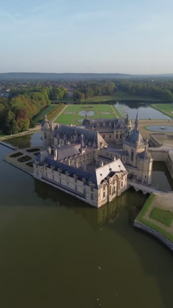 Drone Vídeo Chantilly Castle Chateau Chantilly France Europa — Vídeo de Stock
