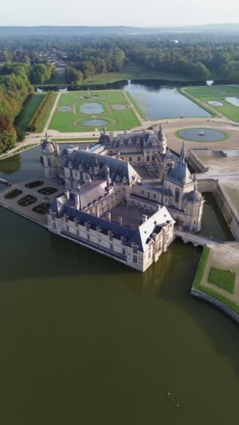 Drone Vídeo Chantilly Castle Chateau Chantilly France Europa — Vídeo de Stock