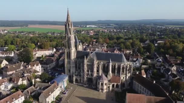 Drone Vídeo Catedral Notre Dame Catedral Notre Dame Senlis França — Vídeo de Stock