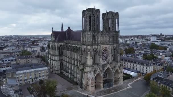 Bezpilotní Video Cathedrale Notre Dame Reims Francie Evropa — Stock video