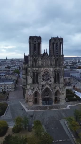 Drone Video Kathedrale Notre Dame Reims Frankrijk Europa — Stockvideo