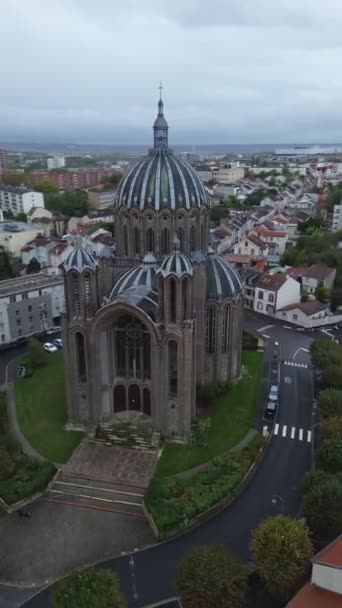 Bezpilotní Video Bazilika Sainte Clotilde Basilique Sainte Clotilde Reims Francie — Stock video