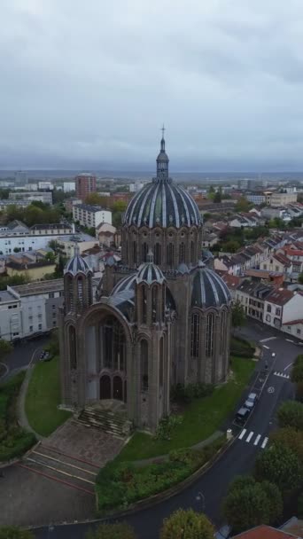 Drone Video Sainte Clotilde Basiliek Basiliek Sainte Clotilde Reims Frankrijk — Stockvideo