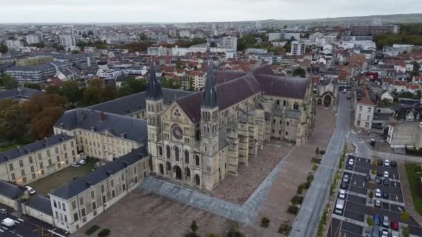 Drone Video Saint Remi Basiliek Basiliek Saint Remi Reims Frankrijk — Stockvideo