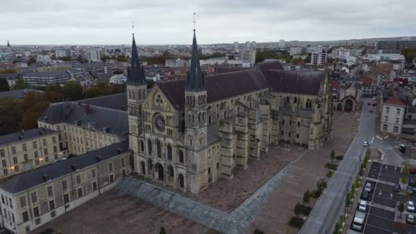 Drone Video Basílica Saint Remi Basílica Saint Remi Reims Francia — Vídeo de stock