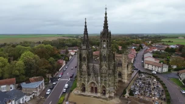 Drone Video Our Lady Basilica Basilique Notre Dame Epine France — Stock Video