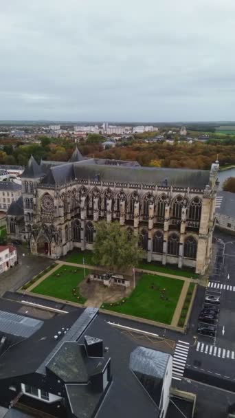 Drone Vídeo Catedral Saint Etienne Cathedrale Saint Etienne Chalons Champagne — Vídeo de Stock