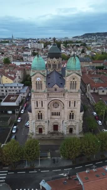 Drone Video Basilica Sacred Heart Basilique Sacre Coeur Nancy France — kuvapankkivideo