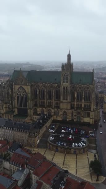Drone Vídeo Catedral Saint Etienne Cathedrale Saint Etienne Metz França — Vídeo de Stock