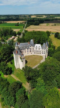 İHA fotoğrafı Saint-Brisson-sur-Loire Kalesi Fransa Avrupa