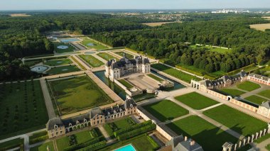 İnsansız hava aracı fotoğrafı vaux-le-Vikont kale Fransa Avrupa