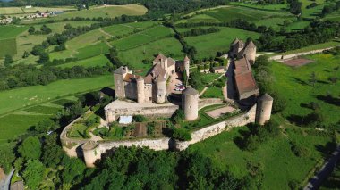 Drone foto berze-le-chatel kalesi Fransa Avrupa