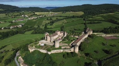 Drone foto berze-le-chatel kalesi Fransa Avrupa