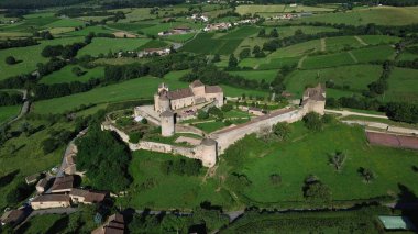 Drone foto berze-le-chatel kalesi Fransa Avrupa