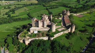 Drone foto berze-le-chatel kalesi Fransa Avrupa