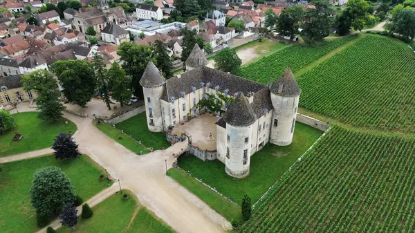 İnsansız hava aracı fotoğrafı Savigny-les-Beaune Kalesi Fransa Avrupa