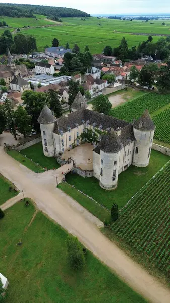 İnsansız hava aracı fotoğrafı Savigny-les-Beaune Kalesi Fransa Avrupa