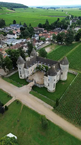 İnsansız hava aracı fotoğrafı Savigny-les-Beaune Kalesi Fransa Avrupa