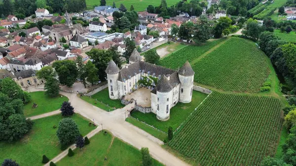 İnsansız hava aracı fotoğrafı Savigny-les-Beaune Kalesi Fransa Avrupa
