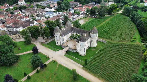İnsansız hava aracı fotoğrafı Savigny-les-Beaune Kalesi Fransa Avrupa
