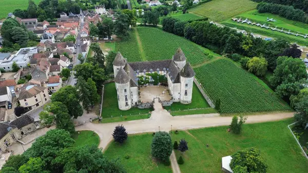 İnsansız hava aracı fotoğrafı Savigny-les-Beaune Kalesi Fransa Avrupa