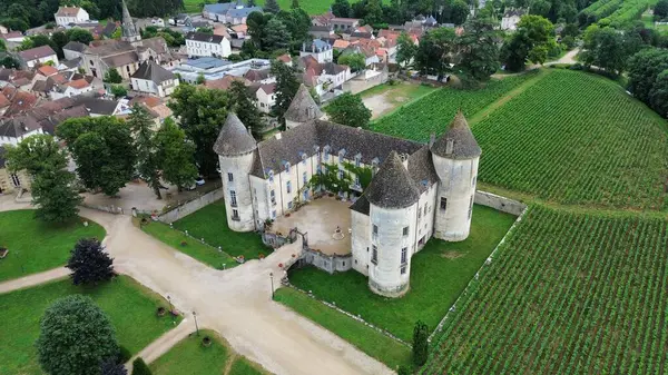 İnsansız hava aracı fotoğrafı Savigny-les-Beaune Kalesi Fransa Avrupa