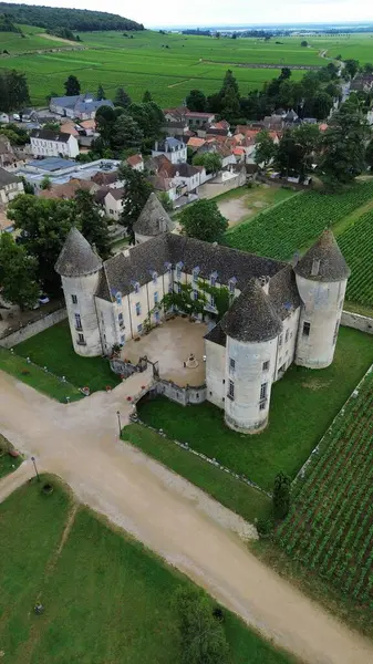 İnsansız hava aracı fotoğrafı Savigny-les-Beaune Kalesi Fransa Avrupa