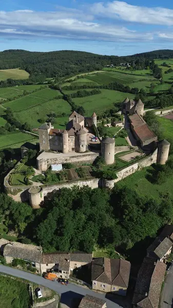 Drone foto berze-le-chatel kalesi Fransa Avrupa