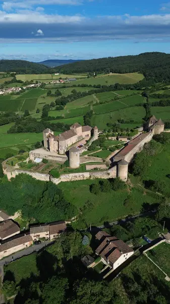 Drone foto berze-le-chatel kalesi Fransa Avrupa
