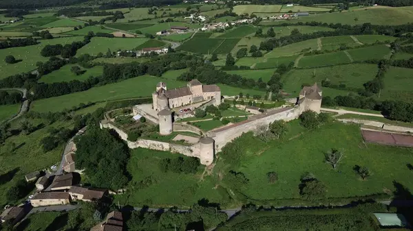 Drone foto berze-le-chatel kalesi Fransa Avrupa
